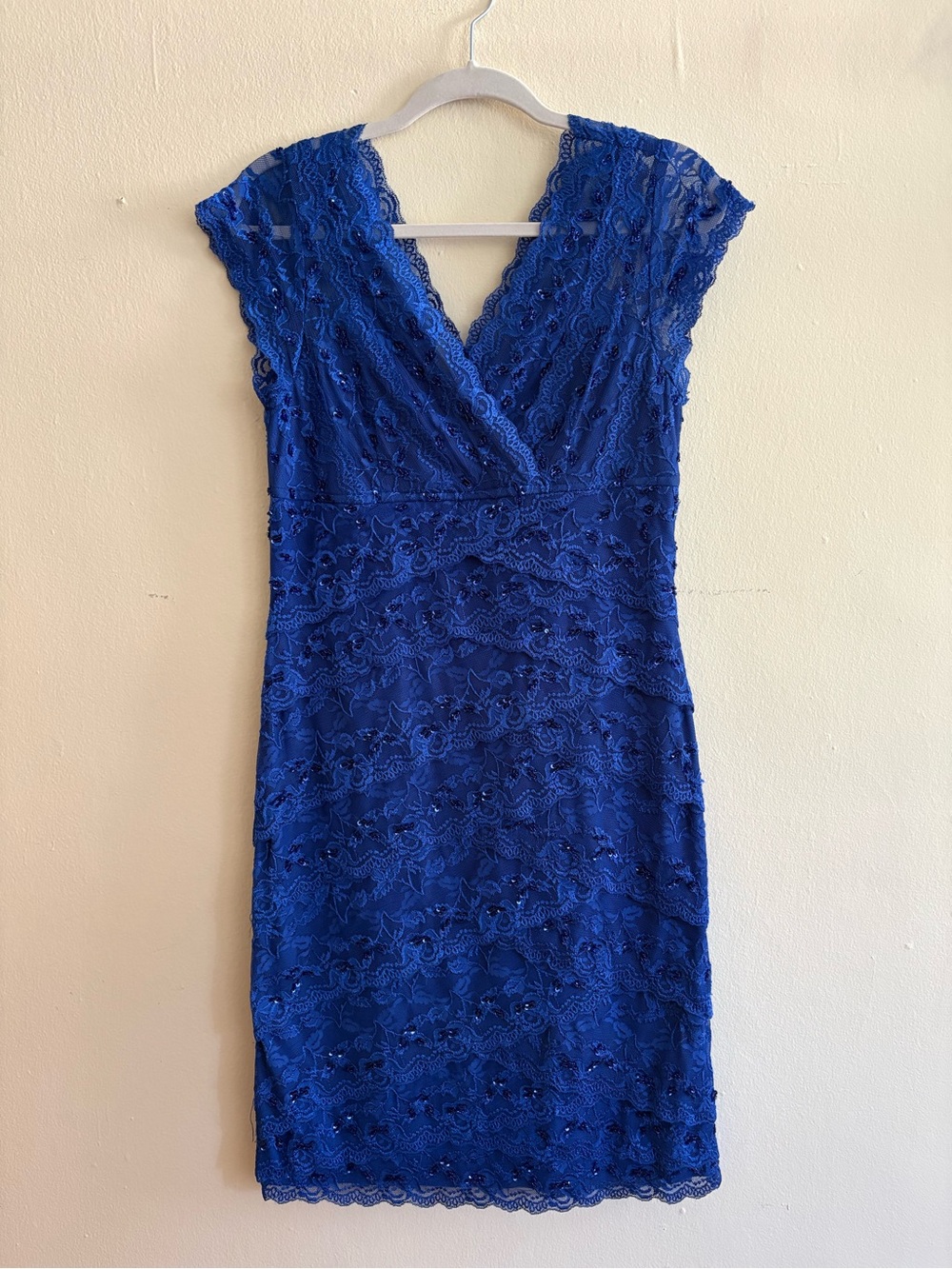 MARINA Royal Blue Beaded Midi Dress